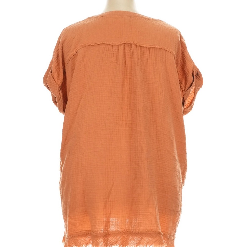 Lightweight Gauze Tunic Top in tropical orange 3x - Picture 2 of 4